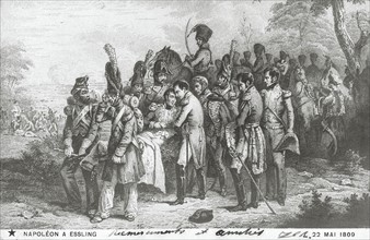 Napoléon 1er auprès du Maréchal Lannes blessé.
Bataille d'Essling
22 mai 1809