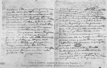Lettre de l'impératrice Joséphine acceptant le divorce avec Napoléon 1er.
1809