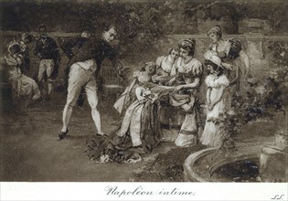 Napoléon intime : Napoléon 1er et l'impératrice Marie-Louise regardent leur fils Napoléon-François-Charles-Joseph.
