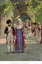 Napoleon I and Empress Marie-Louise taking a walk in Compiègne.