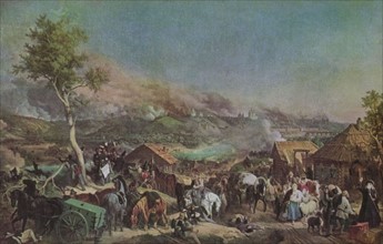 Campagne de Russie (juin-décembre 1812).
Fuite de villageois.
