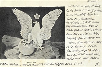 Allégorie sur Napoléon 1er : aigle, couronne et mappemonde.