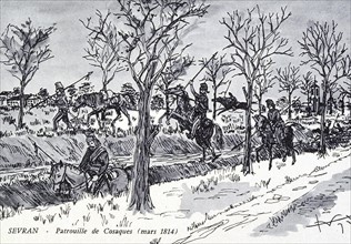 Campagne de France : patrouille de cosaques.