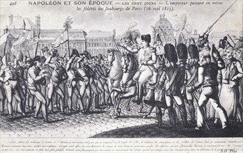 Les cent jours : Napoléon 1er passant en revue les fédérés des faubourgs de Paris.