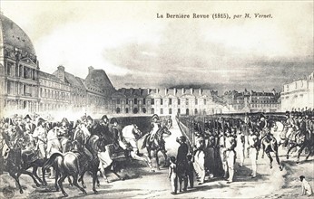 Les cent jours : Napoléon 1er passant en revue ses soldats pour la dernière fois.