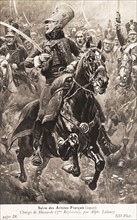 Bataille de Waterloo : charge de hussards.