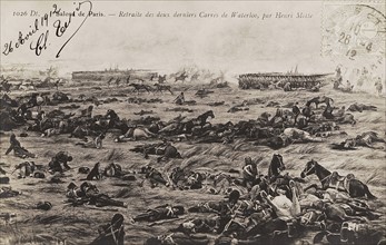 The Battle of Waterloo: retreat of the last two infantry squares.