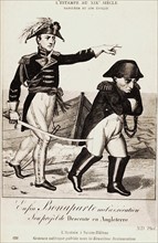 Satirical engraving of Napoleon I: arrival in Saint-Helena.
