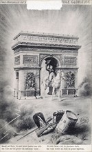Dessin allégorique : Napoléon 1er et l'Arc de Triomphe.