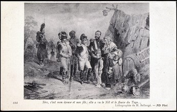 Napoléon 1er discutant avec un soldat et sa famille.