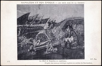 La mort et Napoléon 1er en conférence : estampe satirique anglaise.