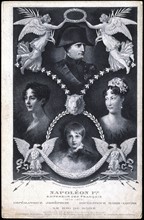 Portraits de Napoléon 1er, des impératrices Joséphine et Marie-Louise et de Napoléon II.