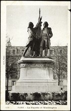 Statues of Marquis de La Fayette and Georges Washington in Paris.
