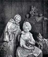 Engraving by Wille, Motherly Advice