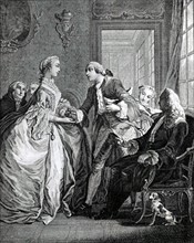 Engraving by Eisen, The Marriage Agreement
