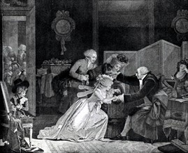 Engraving by Debucourt, The Paternal Benediction, or The Departure of the bride