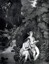 Engraving by Schall, The Mischievous Girls