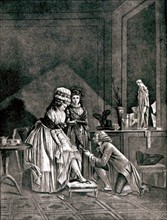 Engraving by Mallet, Intimate scene