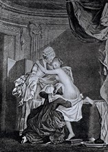 Engraving by Baudoin, Intimate scene