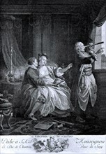 Engraving by Helman after Le Prince, The Telescope Merchant
