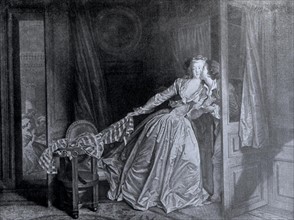 Engraving by Fragonard, The Stolen Kiss