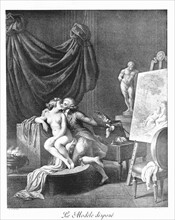 Engraving by Schall, Intimate scene