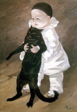 STEINLEN, Pierrot and the cat