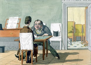 Jeu de l'Ecarté, illustration de la fin du XIXe siècle, caricature