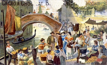 Italie, Venise, marché aux fruits à la fin de la fin du XIXe siècle