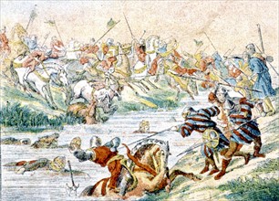 Belgium, illustrations of the battle of Courtrai (14th century)