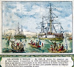 Russian fleet in Toulon, illustrations from the late 19th century