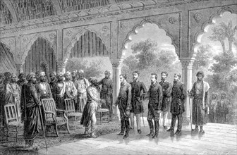 Presentation of travelers to the Maharajah of Jeypore