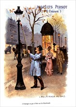 Gas lights in Paris, illustrations from the late 19th century