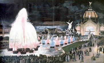 Illuminated fountain at the end of the 19th century