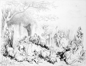 Louis XV pastoral scene, illustration by Gustave Doré