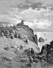Le berger et la mer, fable de La Fontaine, illustration de Gustave Doré