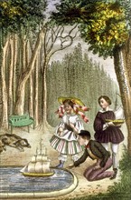 Children playing, illustration from the 19th century