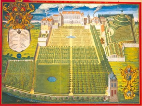 Plan of the King's gardeni, miniature extracted from the Description of the Royal garden of medicinal plants by Guy de la Brosse