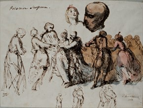 Study for La Polonaise by Chopin, watercolor by  Kwiatkowski