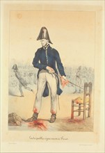 Lithographie caricaturale de Grandville : l'ordre public règne aussi à Paris