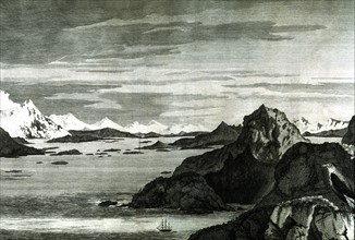Voyage de James COOK, paysage polaire, gravure de William Hodges
