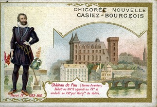 Chromo publicitaire : Henri IV et le château de Pau