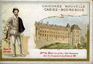 Colored advertisement : King Henry the 3rd and the Castle of Blois