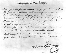 Autographe de Victor Hugo