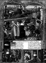 Le livre des Faiz de Monseigneur Saint-Louis, manuscrit aux armes de Charles VIII : Saint Louis fait enterrer les ouvriers massacrés devant Acre par les Sarrasins