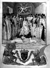 Manuscrit français, Louis XI entouré de chevaliers de l'ordre de Saint Michel