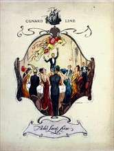 Menu for the "Cunard Line" navigation company