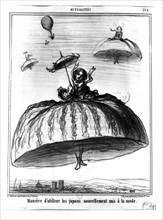 Honoré Daumier : Manière d'utiliser les jupons nouvellement mis à la mode