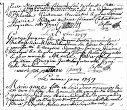 Baptismal certificate of Georges Jacques Danton