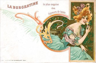 Carte postale publicitaire pour la liqueur "La Burgeatine"
